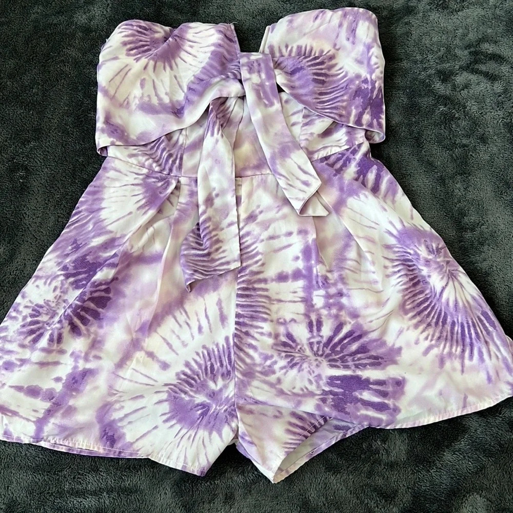 Miss Avenue purple/whiteTye Dye Romper strapless size Medium
